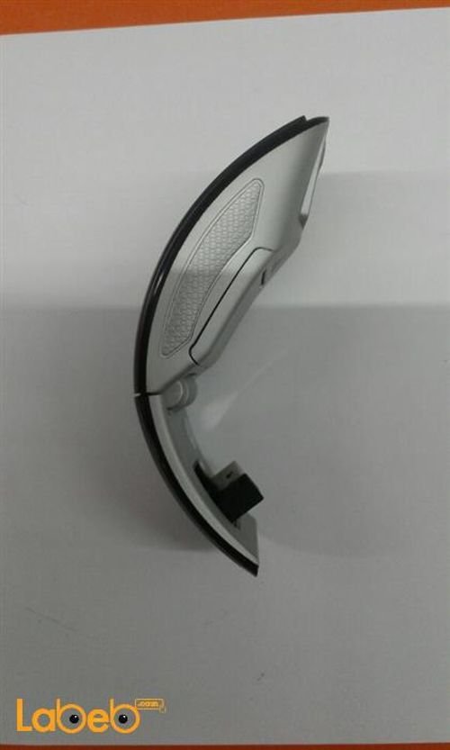 ماوس لاسلكي Crystal - منفذ USB - قابلة للطي - 1600dpi - اسود وفضي