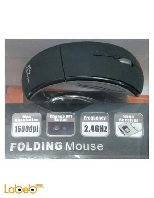 Crystal Wireleess Folding mouse - USB - 1600DPI - Black & Silver
