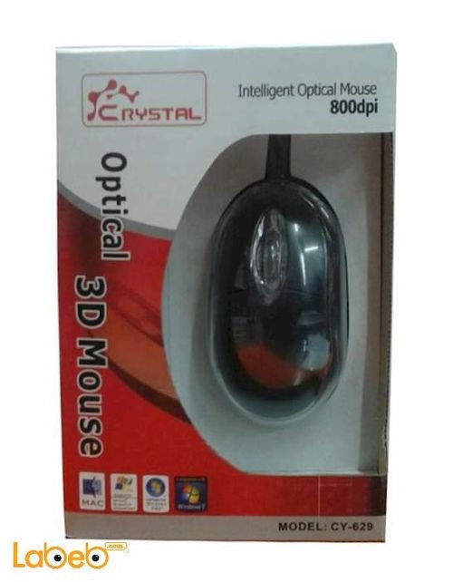 Crystal mouse - USB - 800DPI - Black color - CY-629