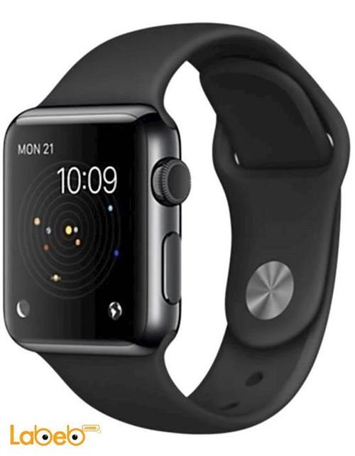Apple Watch - 38mm Space Black Stainless Case - Black Sport Band