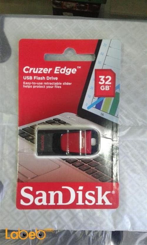 فلاش USB سانديسك كروزر ادج - 32 جيجابايت - لون أسود وأحمر