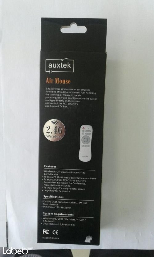 ماوس هوائي لاسلكي Auxtek - تردد 2.4 جيجاهيرتز - أسود - AM12