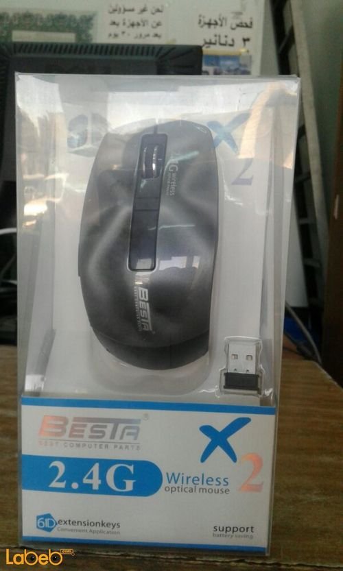 ماوس لاسلكي بيستا - 2.4 جيجاهيرتز - USB - أسود - موديل X2
