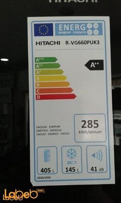 HITACHI refrigerator - 30CFT - 550 liters - Black - R-V660