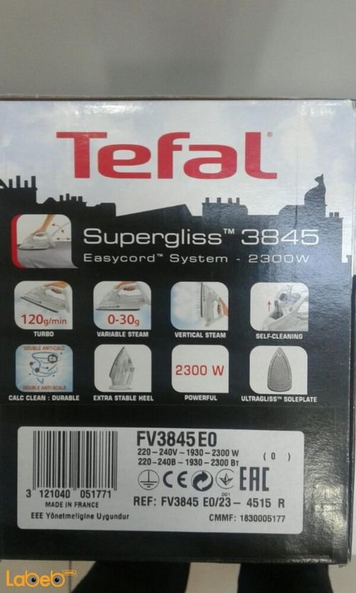 Tefal Steam Iron - 2300watt - White color - FV3845EO model