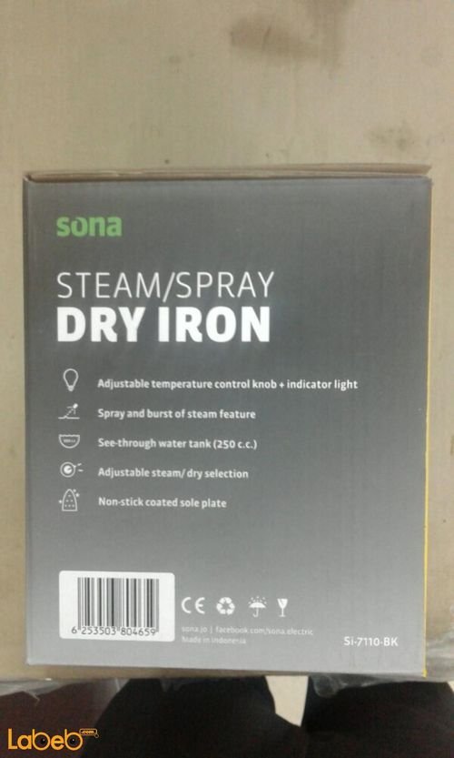 Sona steam spray dry iron - 2000W - black & white - Si-7110-BK