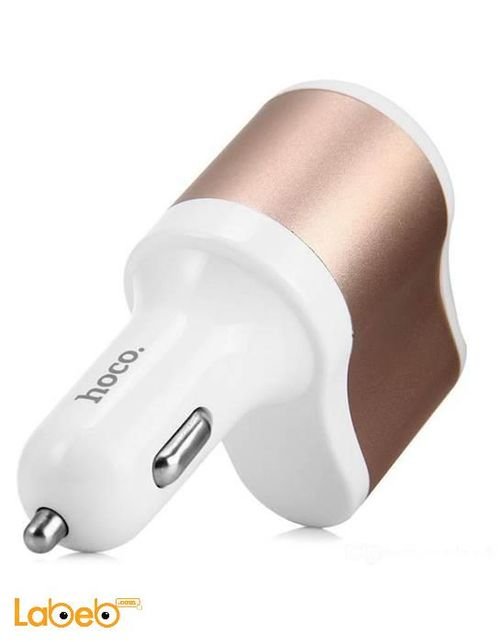 Hoco car charger - Dual Output - 3.1A - Gold - UC206 model