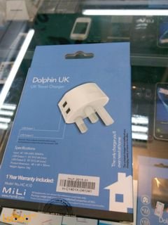 Mili dolphin UK travel charger - 2USB ports -white color - HC-K10
