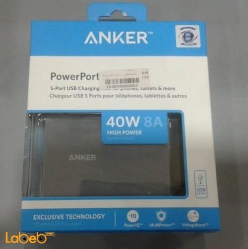 Anker power portable - Universal - 40W - 5 USB Ports - Black