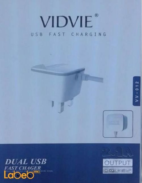 Vidvie fast charger - dual USB - White color - VV-012 model