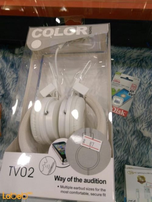 Color Fashion Stereo Headphone Headset - White - TV02 model
