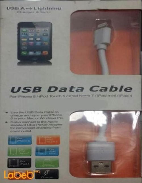 وصلة شحن USB - ايفون / ايبود / ايباد - لون ابيض - موديل LD01U-16P