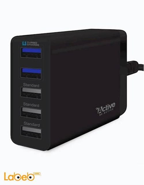 Active turbo charge - 25 Watt - Universal - 5 USB Ports - Black