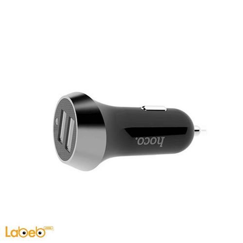 Hoco car charger - Dual Output - 2.4A - Black color - UC202