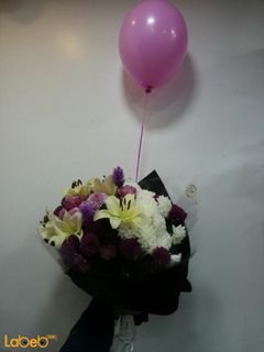 Flowers bouquet - Lilium - krez - Rose - liatris - Helium baloon