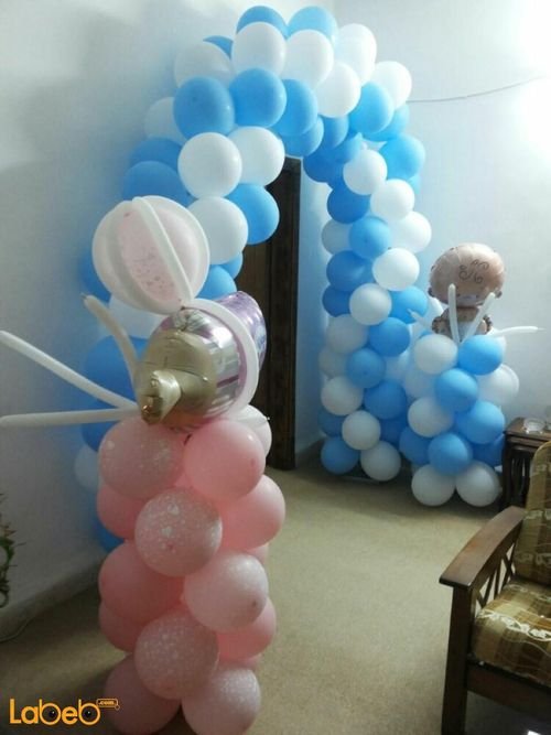 Balloons decoration - different colors - for new born baby boys