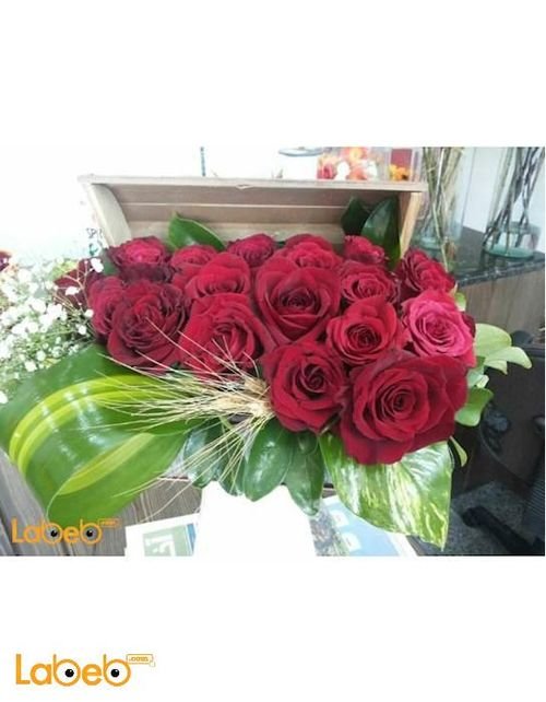 Wooden box - Red rose flower - jabothel khadar holandi
