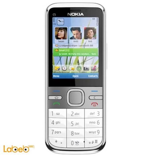 Nokia c5 mobile - 50MB - 2.2inch - 3MP - Silver color