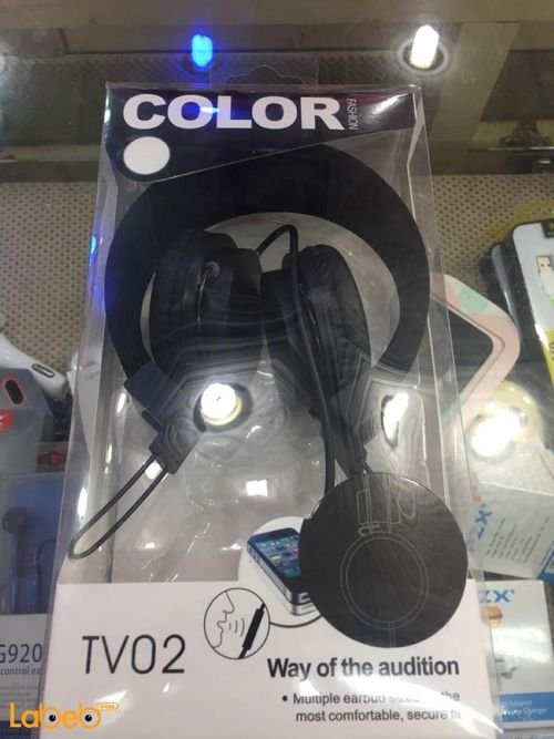 Color Fashion Stereo Headphone Headset - black - TV02 model