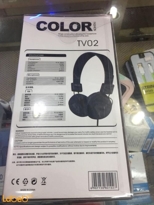 Color Fashion Stereo Headphone Headset - black - TV02 model