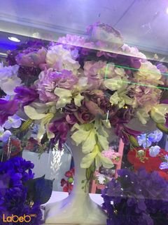 Flowers artificial vaze- White vaze- Purple white & green flowers