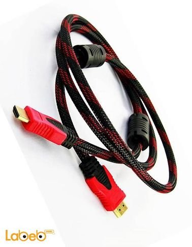 كابل HDMI - طول 1.5 متر - سرعة عالية - لون أسود وأحمر