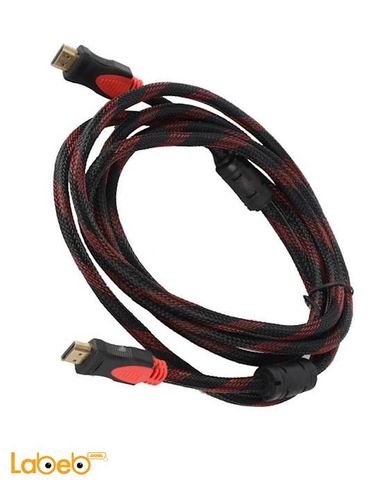 كابل HDMI - طول 3 متر - سرعة عالية - لون أسود وأحمر