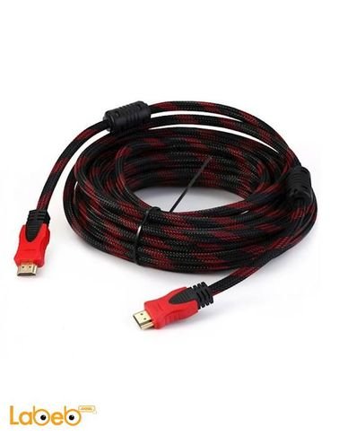 كابل HDMI - طول 5 متر - سرعة عالية - لون أسود وأحمر