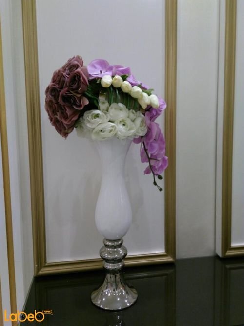 Artificial flowers White vaze - white purple & pink flowers