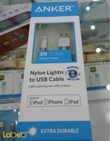 Anker Lightning to USB Cable - 0.9m - Silver color - A7136H41