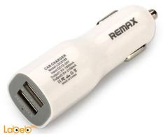 Remax Dual Port USB Car Charger for Mobiles - white - LSC9188