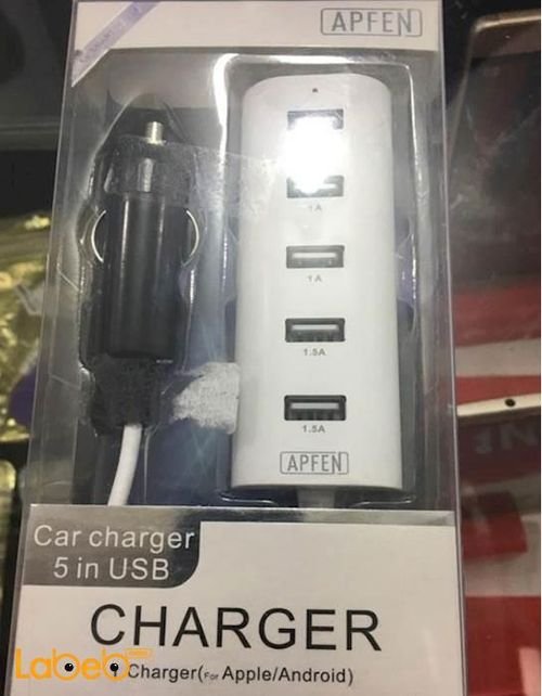APFEN Car Charger 5 in USB - Universal - white - APF-86012