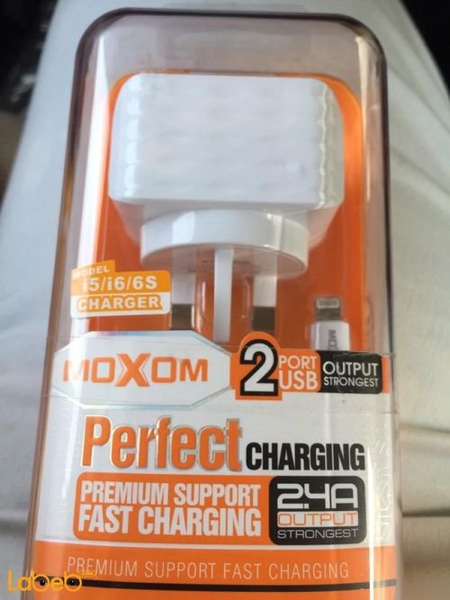 Moxom charger home - Dual USB Port - White - For iPhone & galaxy