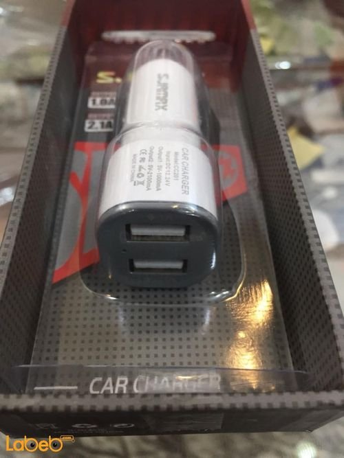 SJAMAX Car charge - 2.4A - 2 USB ports - white color - LSC918
