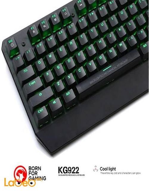 لوحة مفاتيح مارفو - منفذ USB 2.0 - أسود - LED أخضر - موديل KG922