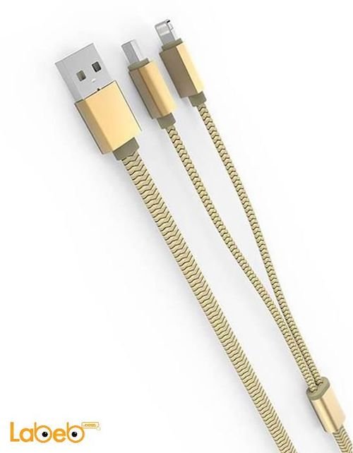 Ldnio LC86 2x1 USB charging cable - 1.1m - android & ios - Gold