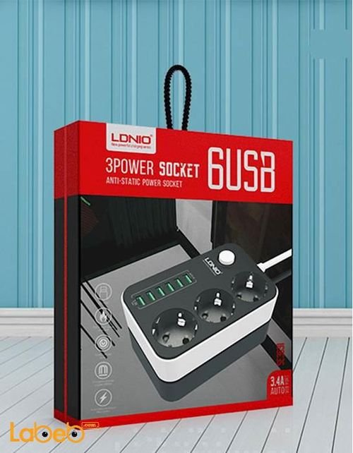 Ldnio 3 Power socket - 6 USB ports - Black - SE3631 model