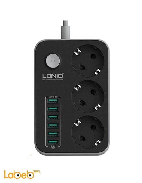 Ldnio 3 Power socket - 6 USB ports - Black - SE3631 model