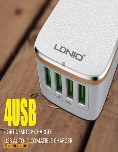 ldnio home charger - 4 USB ports - White color - A4404 model