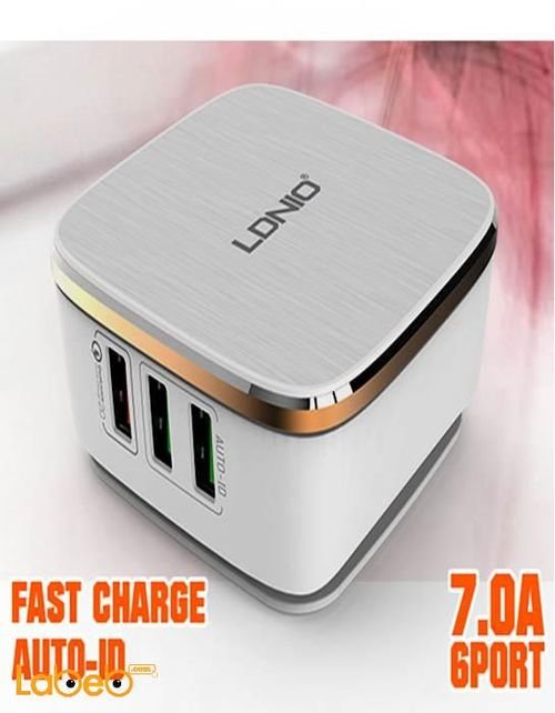 ldnio home charger - 3 USB ports - White color - A6704 model