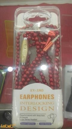 Inner ear headphones - Universal - Red color - EV-3303 model