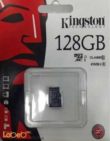 كرت ذاكرة للموبايلات كينجستون - 128GB - أسود - SDC10G2/128GBSP