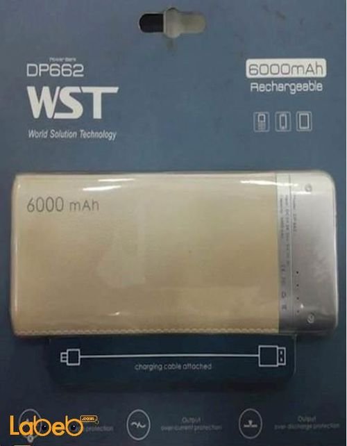 Wst power bank - 6000 mAh - beige color - Dp662 model