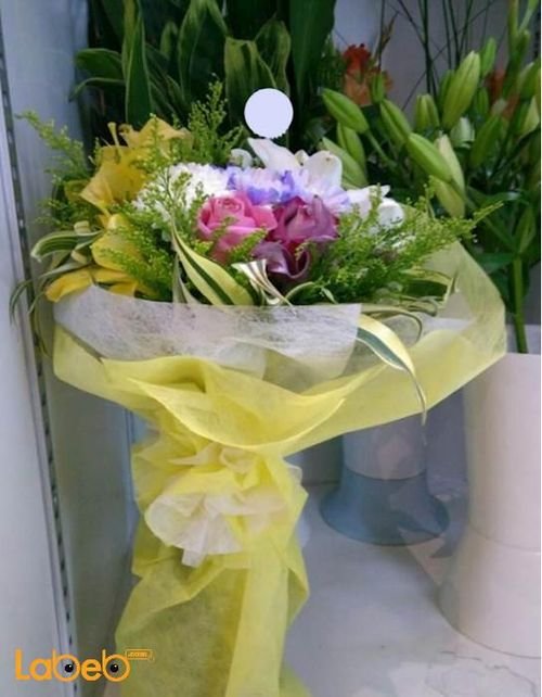 Natural flowers bouquet - White Pink & yellow - beautiful colors