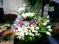 Natural flowers vase - White - Pink - Green paper flower