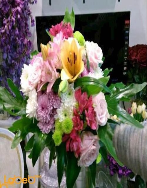 Natural flowers bouquet - Yellow - Pink - White - Red