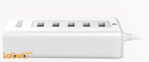 شاحن وعظمة للسيارة PowerDrive5 انكر - 5 منافذ USB - لون أبيض