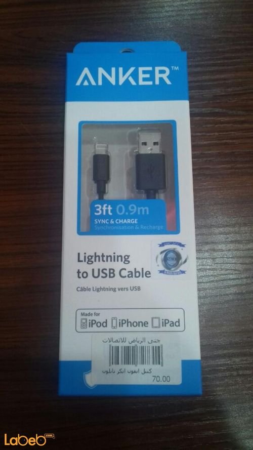 Anker Lightning to USB Cable - for iPhone - 0.9m - black - A7101