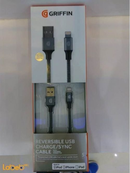 Griffin Reversible USB Charge\sync Cable - 1.5m - Grey - GC40904