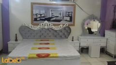 غرفة نوم - 7 قطع - خشب ماليزي - أبيض ورمادي - سرير بمقاس 2*2 متر